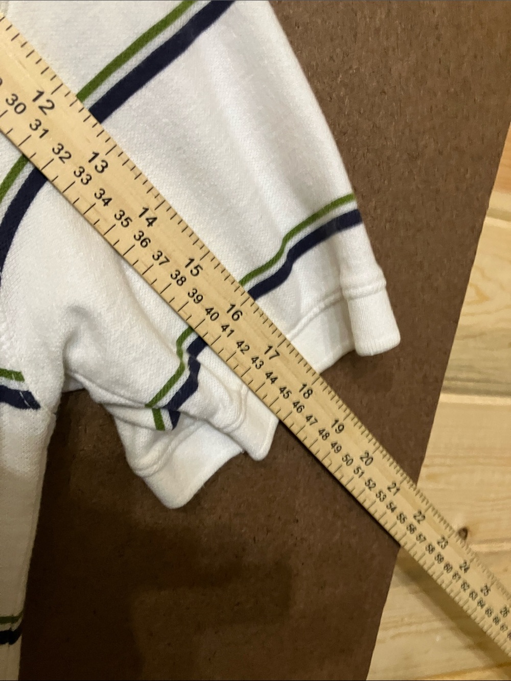 Wrangler White Polo with Navy and Green Stripes - Picture 6 of 8